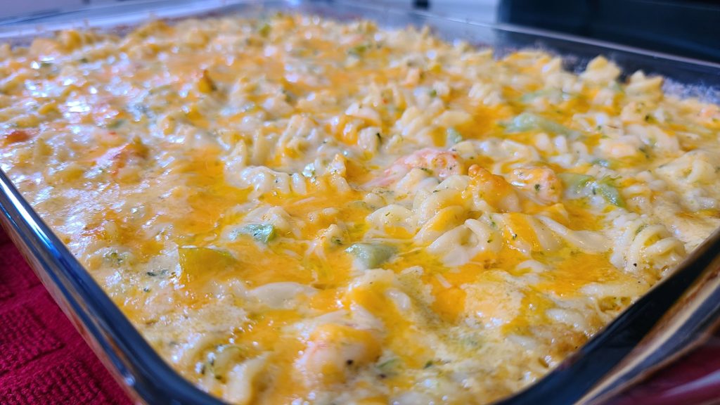 Broccoli and cheese with Shrimp pasta bake – charliethecookandrews